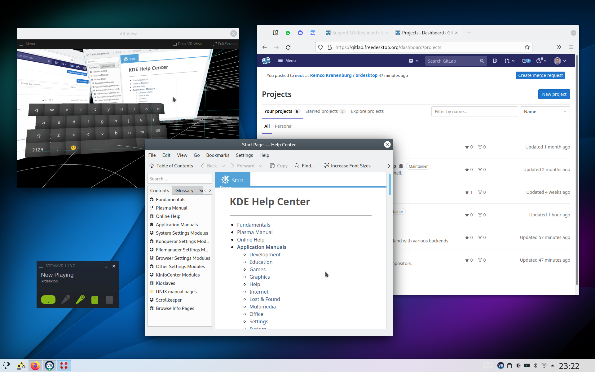 KDE in VR with Keyboard